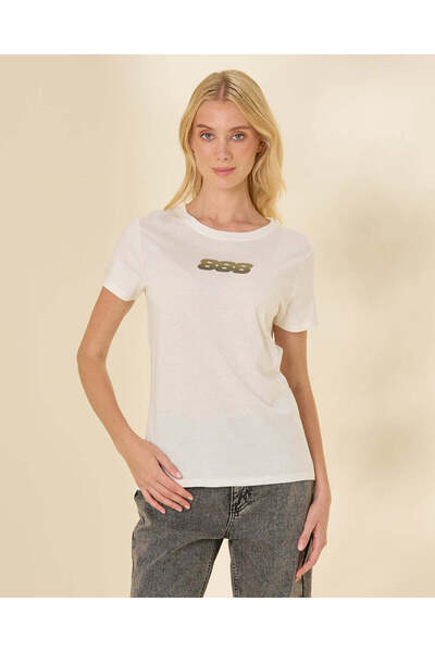 REDTAG Women White Graphic T-Shirt