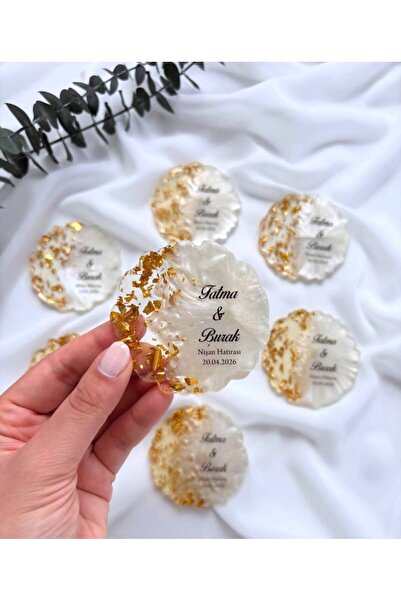 Hediye Dükkanım Hediyelik Magnet Gold Varaklı Şeffaf Etiketli 20 Adet Nişan S...
