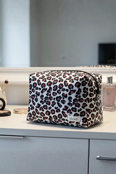 UBOMİ Tigy Leopard Patterned Makeup and Personal Care Bag (Large Size)