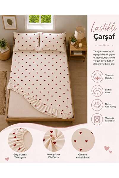 Sheri Home Lastikli Çarşaf Seti %100 Pamuk Yumuşak Dokulu-Kaymaz Tam Geçmeli Fitted Sheet –Premium Pamuk 120x200/ 180x200 / 200x200