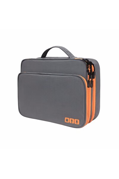 Choice1 Grey Portable USB Data Line Charger Storage Bag Travel Multi Layer Ca...