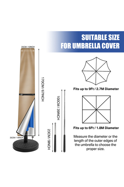 Choice10 Straight 170CM Outdoor Cantilever Umbrella Cover Waterproof Patio Pa...