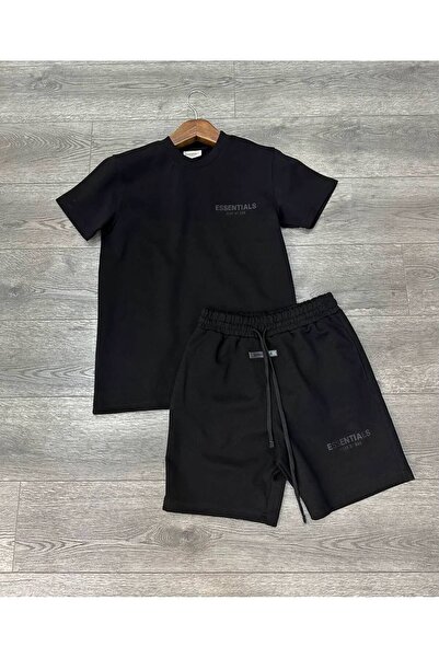 JANTIL MODA طقم تي شيرت وشورت أساسي كبير الحجم للجنسين