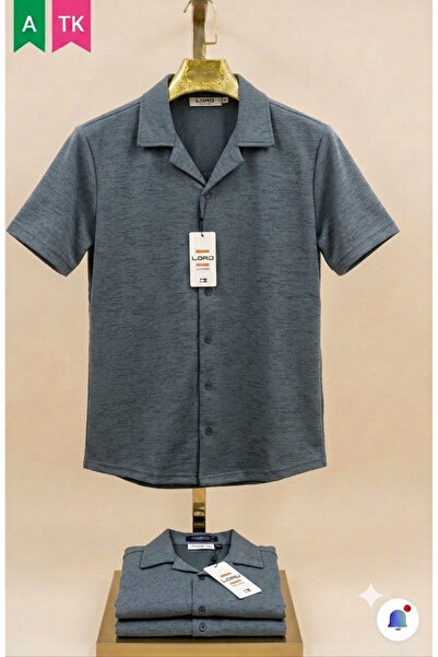 ATKGİYİM Short Sleeved Men's Shirt Breathable Fabric Grey Mint Green Brown Le...