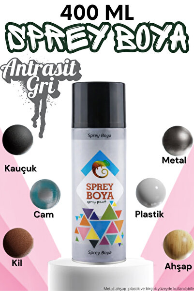 KAYRA LEATHER CRAFT 400 ml Sprey Boya Antrasit Gri Metal Ahşap Beton Duvar Yü...
