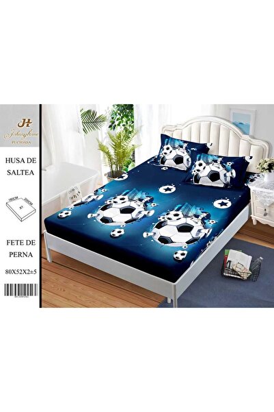 naniland.ro Husă de Pat Bumbac Satinat 2 Persoane 3 Piese Cu Elastic 180x200 cm