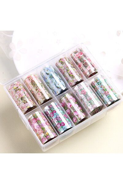 Choice4 SHK-02 10pcs Vintage Blending Spring Flowers Nail Art Foil Transfer S...