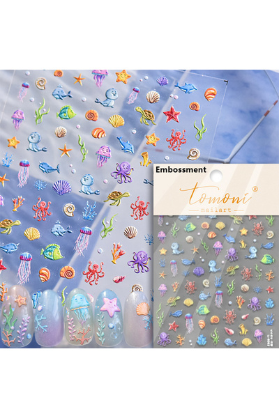 Choice NAILFYOU TO4093 1 piece of 5D marine life nail stickers coral dolphin ...