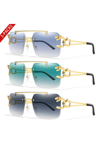 Choice3 JL3-4-6 3 PAIRS Sunglasses Leopard Print Metal Temple Men Women Sport...