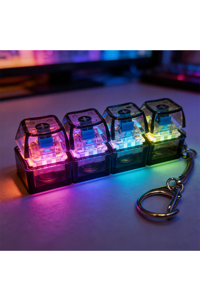 Choice22 1PC Black LED Keyboard Keychain Fidget Toy - Clickable Buttons Stres...