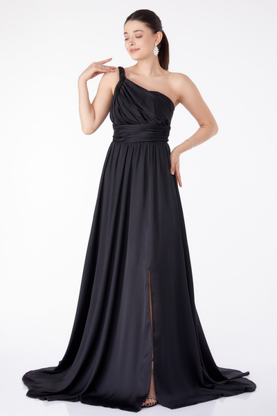 TOFİSA Glitter Sleeveless Evening Dress Black - 25460