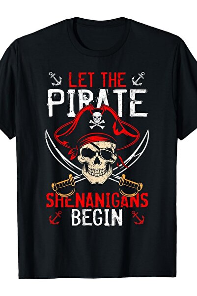 NOURAM تي شيرت مضحك بتصميم هيكل عظمي متقاطع عليه عبارة "Let The Pirate Shenan...