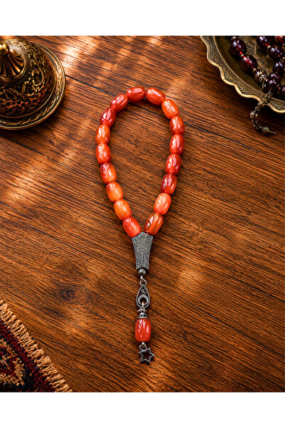 SUFİ TESBİH & ESANS VE HEDİYELİK Natural Agate Stone Prayer Beads / 12X10 mm ...
