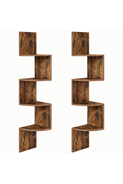 Dotail Set de rafturi de colț (2 piese), design în zig-zag, 4 niveluri, monta...