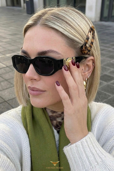Chunky Frame Vessa Women's Black Luxury Sunglasses