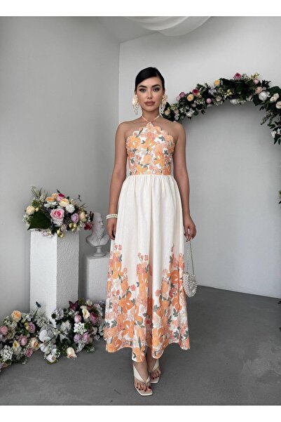 Tumtum Wear Halter Neck Floral Patterned Dress