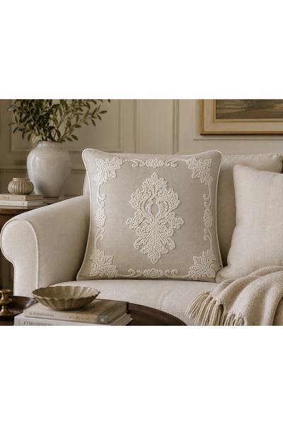 CASA NATURALE Chenille Court Embroidered Cushion Cover