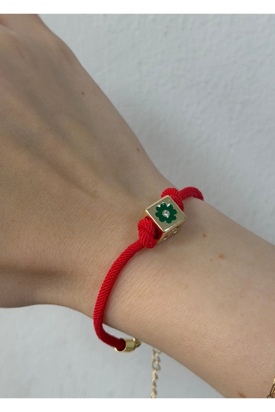 KİLİGİSTANBUL Red, Lux Charmli Cord Bracelet