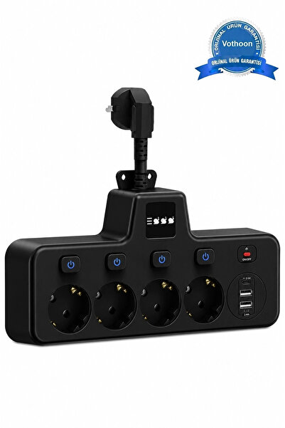 Epilons Termal Akım Korumalı 4’Lü Duvar Tipi Priz 2X Usb 2X Type-C Çıkışlı Gr...