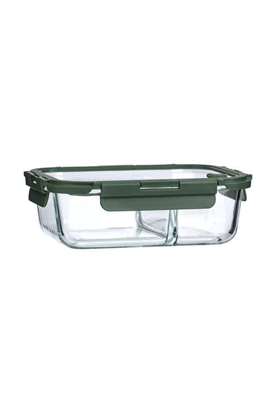 Estia Home Art Γυάλινο Δοχείο Τροφίμων Click&Seal 2 Θέσεων Olive Estia 1460ml