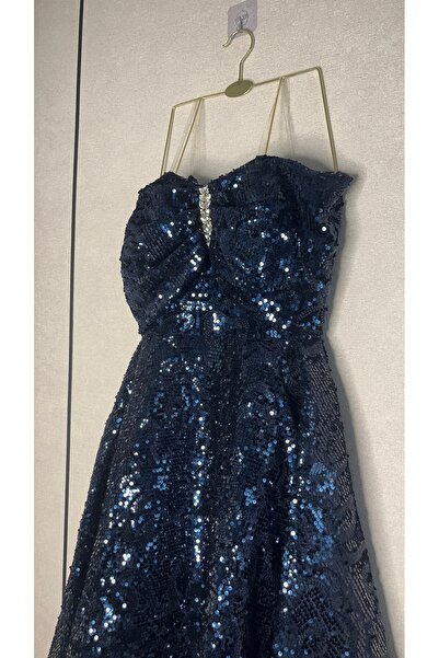 Geneic Short Sequin Evening Dress with Cape and Crystal Accents