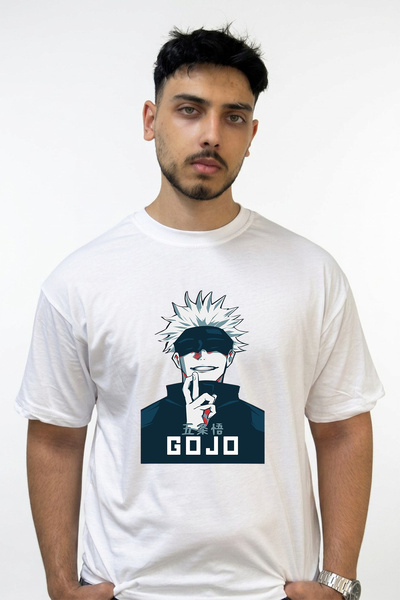 Anetos Gojo Satoru_11 Design Printed Oversize White T-Shirt