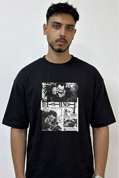 Anetos Death Note Ryuk Design Printed Oversize Black T-Shirt