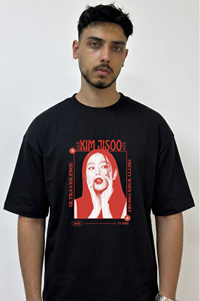 Anetos Μαύρο μπλουζάκι με στάμπα Kim Jisoo Design