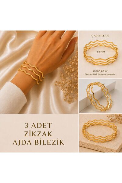 Nisma 3'LÜ ZİKZAK AJDA BİLEZİK