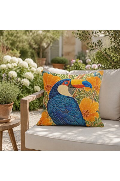 Piloji غطاء وسادة مزخرف بنمط طائر التوكان مقاس 43x43 غطاء وسادة لغرفة المعيشة...