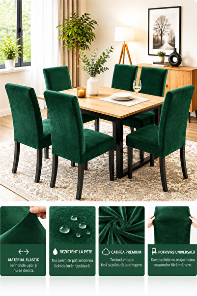 delfin HomeRoy Huse Catifea pentru Scaune – Set 6 Bucăți
