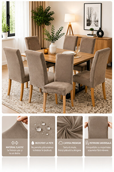 delfin HomeRoy Huse Catifea pentru Scaune – Set 6 Bucăți
