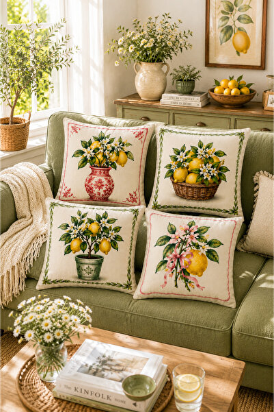 AYSHOME Ays Home Green Lemon Trend Garden Home Balcon Set de huse decorative ...