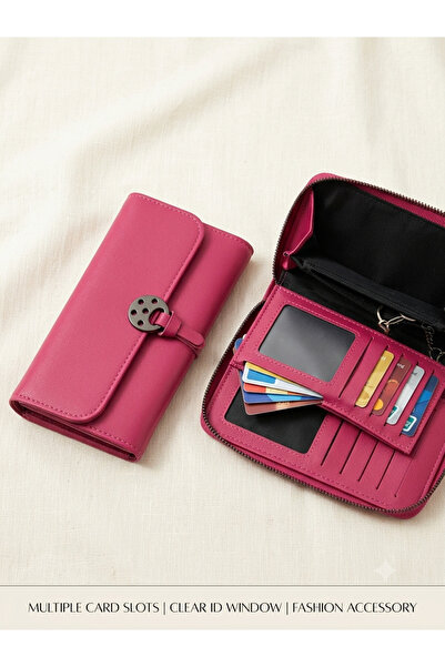 zezo Classic Women's Long Folding Wallet - Functional Design with Multiple Po...