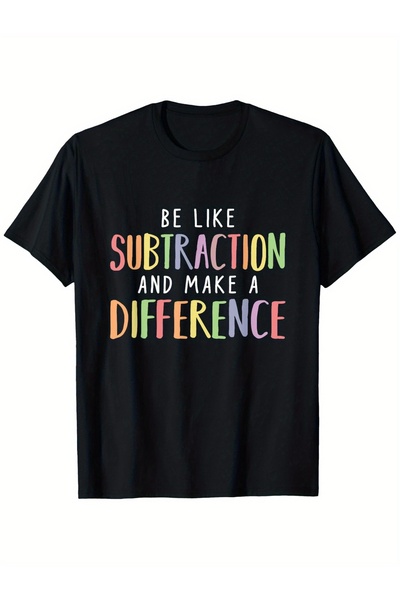 17TAKI 1pc T-shirt That Functions Like Subtraction. Black Short-sleeved Round...