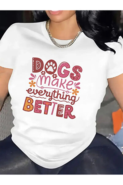 NOURAM cotton T-Shirt with Dogs Make Everything Better Design Ideal Home Livi...