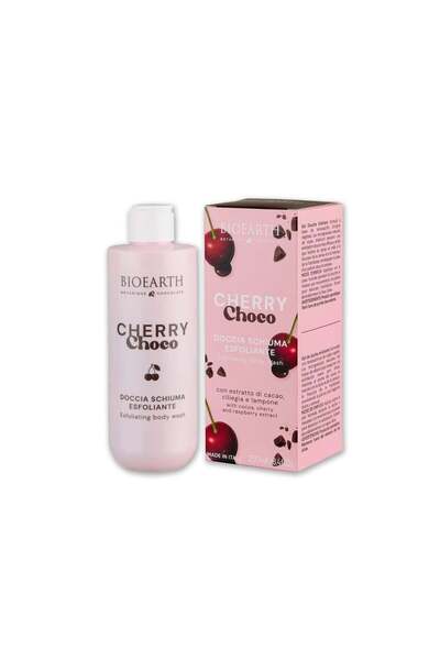 Bioearth Gel de duș exfoliant cu extract de cacao, cireșe și zmeură, Cherry C...