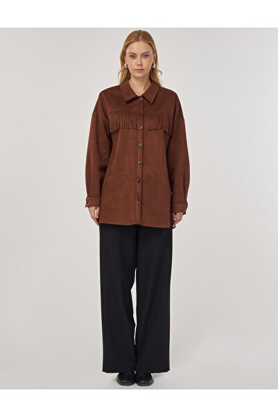 Kayra KA-A25-21094 Kadın Nubuk Püsküllü Tunik
