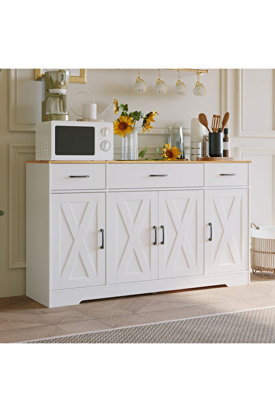 Topone1Topone1 55" Sideboard Buffet Cabinet, Large Storage Cabinet with Drawe...