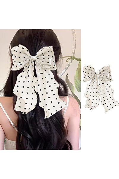 Arabest Large Ribbon Hair Clip, Solid Color Long Ribbon Bow Hair Clip, Satin ...