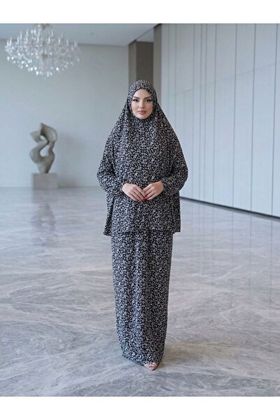 İSTDONATELLA فستان صلاة نسائي - قطعتين بنقشة زهور، قماش جيرسي مقاوم للعرق لجم...