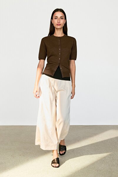 Massimo Dutti Yünlü kısa kollu triko hırka