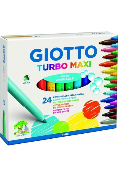 Giotto Turbo Maxi Πλενόμενοι Μαρκαδόροι Ζωγραφικής Χοντρού Στελέχους σε 24 Χρ...