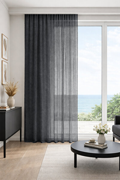 Premier Home Vista Anthracite Tulle Curtain 220X270 1X2.5 Pile