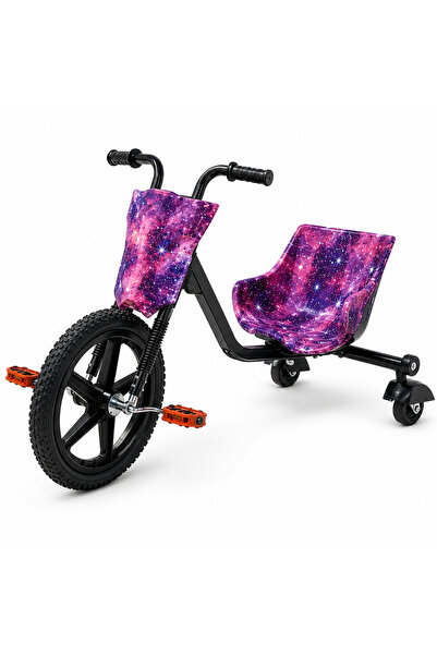 Zâna Casei Tricicletă de drift pentru copii, Tricicletă de drift cu pedale anti-alunecare, Scaun stabil, Capacitate de 80 kg, Roz/Mov