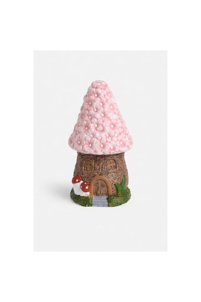 SHOPIENS Decorațiune de grădină Căsuță ceramică roz cu flori în relief Figuri...
