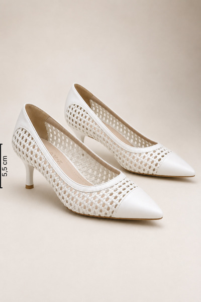 Women Lay-z Women's White Knitted Detailed Stiletto 5.5 cm Heel Comfortable F...
