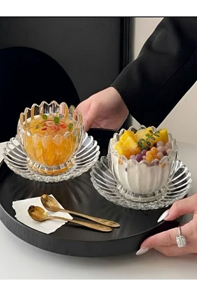 Mony moon Luxury 12-Piece Crystal Glass Ware and Hospitality Set (6 Soup Bowl...