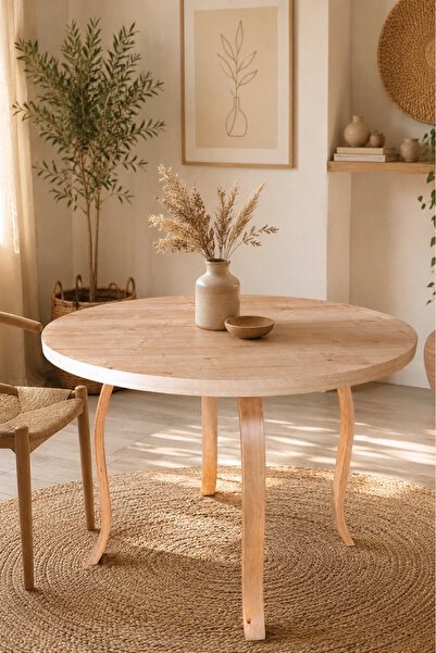 weltwood 4 Kişilik Butterfly Yuvarlak Yemek Masası | 103cm çap Mdf Tabla | Ka...