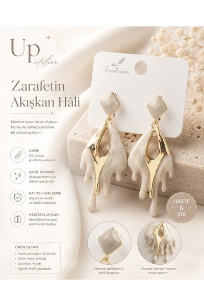 Up Atelier Fluidity of Elegance Pearlescent White Color Earrings